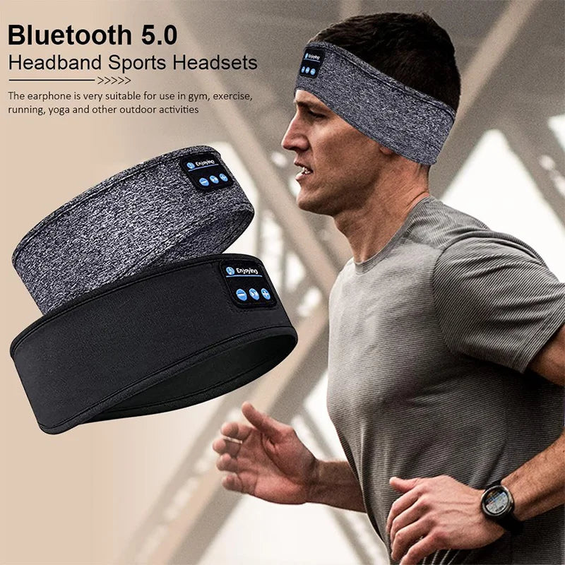 Wireless Bluetooth Headband Sleeping Headphones Sports Earphone Music Hat with Thin HD Stereo Speakers Eye Mask for Side Sleeper