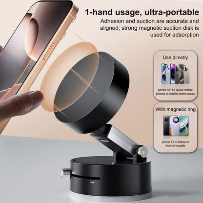 Vacuum Magnetic Suction Cup Folding Swivel Phone Stand 360 Degree Rotation Phone Holder for Iphone Car Cell Phone Bracket